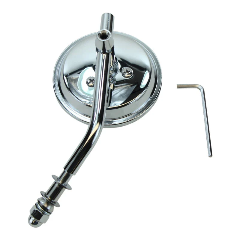 Chrome 3" Round Mirror with Stem For Harleys - Image 3