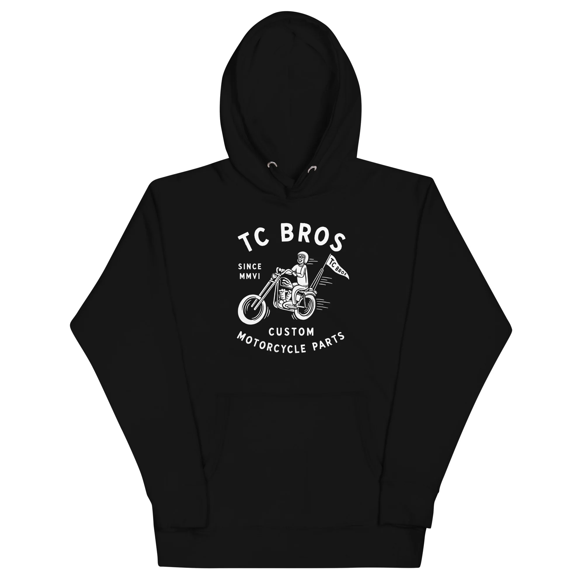 Rider Black Hoodie - White Print - Image 8