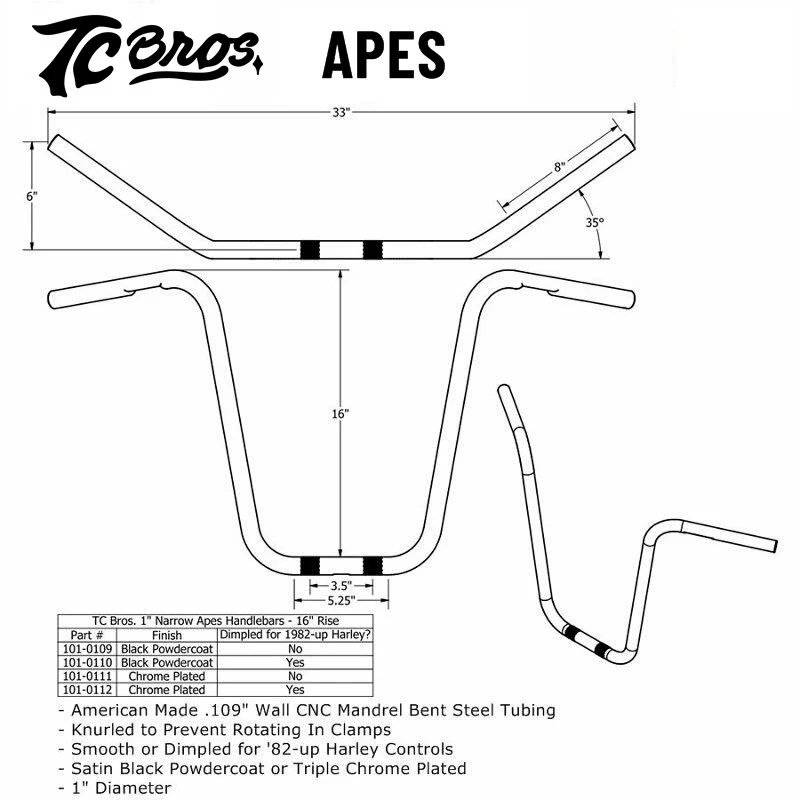 TC Bros. 1" Narrow Apes Handlebar - Image 4