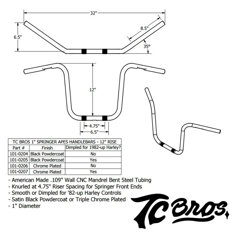 TC Bros. 1" Springer Apes Handlebars - Image 3