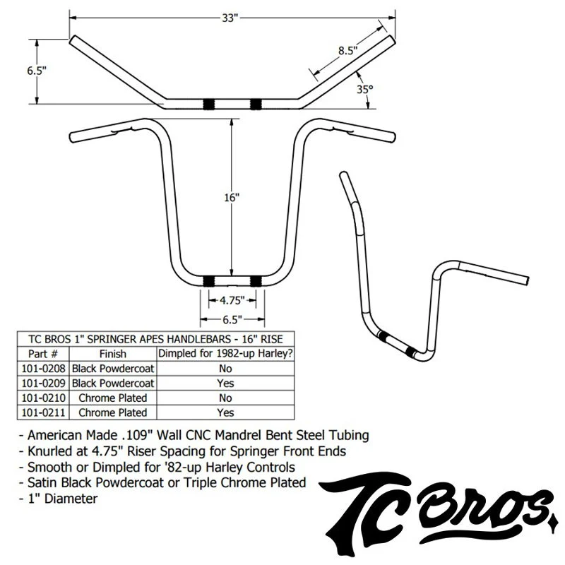 TC Bros. 1" Springer Apes Handlebars - Image 4