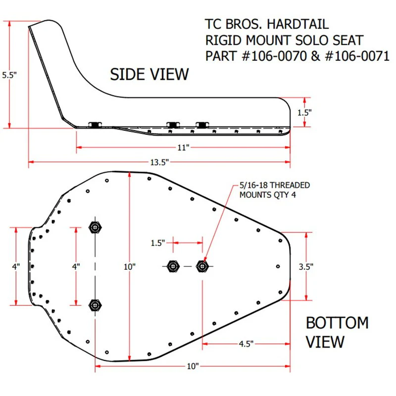 TC Bros. Hardtail Rigid Mount Solo Seat Black Diamond - Image 3